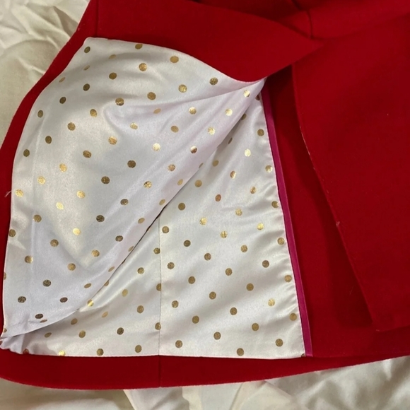 Kate Spade Red Pea Coat with Fur Collar - Picture 2 of 7